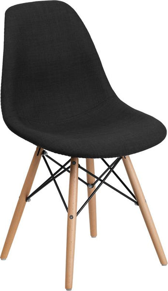 Flash Furniture Elon Series Genoa Black Fabric Chair with Wooden Legs - FH-130-DCV1-FC01-GG