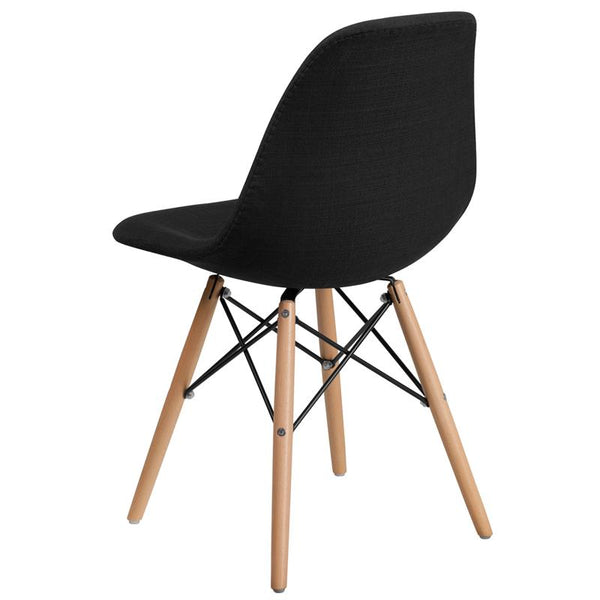 Flash Furniture Elon Series Genoa Black Fabric Chair with Wooden Legs - FH-130-DCV1-FC01-GG