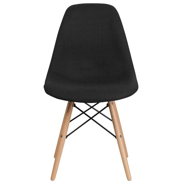 Flash Furniture Elon Series Genoa Black Fabric Chair with Wooden Legs - FH-130-DCV1-FC01-GG