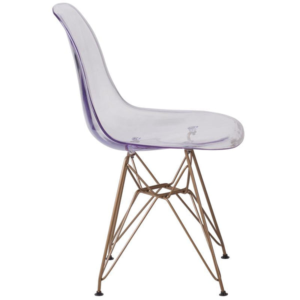 Flash Furniture Elon Series Ghost Chair with Gold Metal Base - FH-130-CPC1-GG