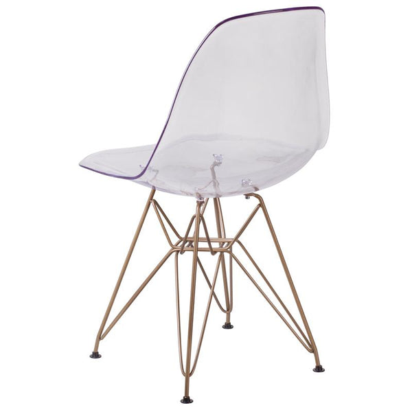 Flash Furniture Elon Series Ghost Chair with Gold Metal Base - FH-130-CPC1-GG