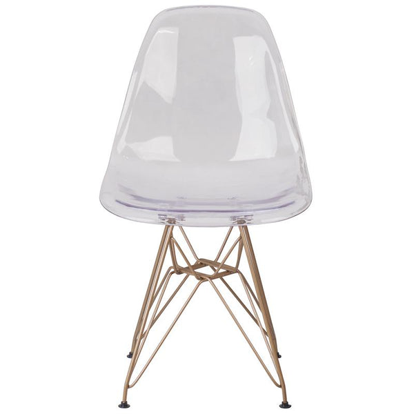 Flash Furniture Elon Series Ghost Chair with Gold Metal Base - FH-130-CPC1-GG