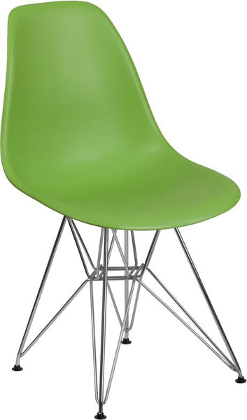 Flash Furniture Elon Series Green Plastic Chair with Chrome Base - FH-130-CPP1-GN-GG