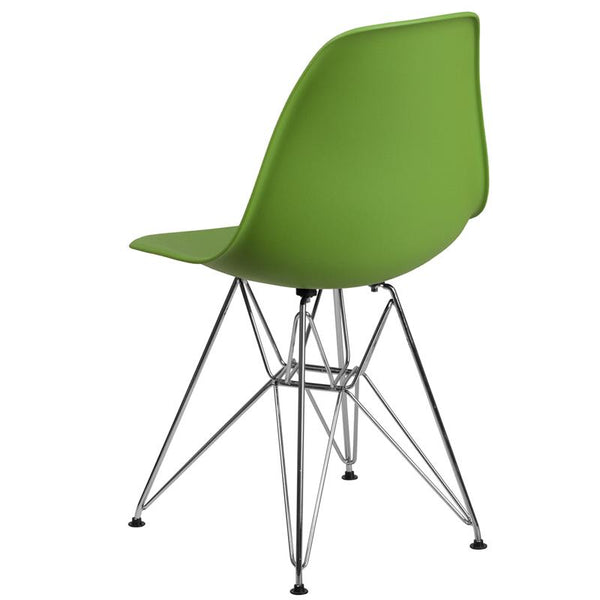 Flash Furniture Elon Series Green Plastic Chair with Chrome Base - FH-130-CPP1-GN-GG