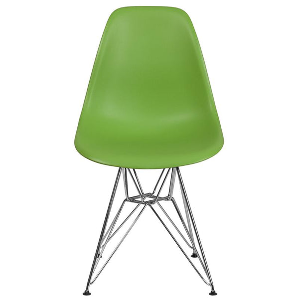 Flash Furniture Elon Series Green Plastic Chair with Chrome Base - FH-130-CPP1-GN-GG