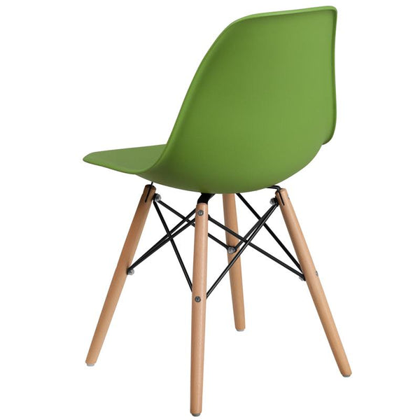 Flash Furniture Elon Series Green Plastic Chair with Wooden Legs - FH-130-DPP-GN-GG