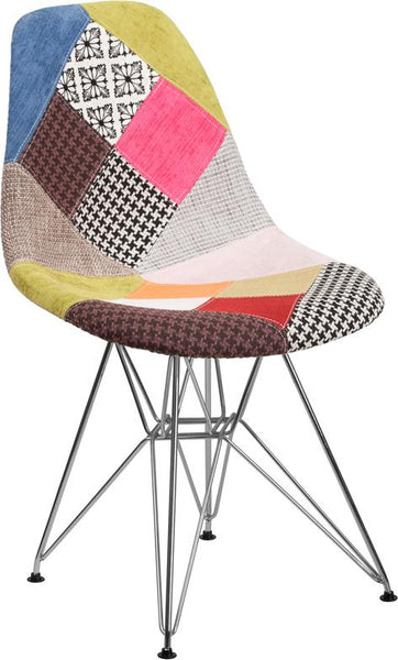 Flash Furniture Elon Series Milan Patchwork Fabric Chair with Chrome Base - FH-130-CCV1-D-GG