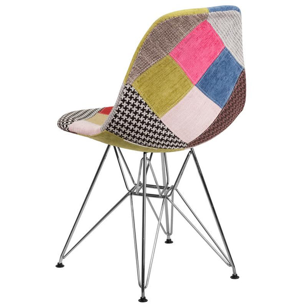 Flash Furniture Elon Series Milan Patchwork Fabric Chair with Chrome Base - FH-130-CCV1-D-GG