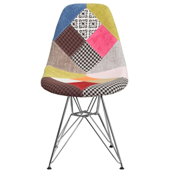 Flash Furniture Elon Series Milan Patchwork Fabric Chair with Chrome Base - FH-130-CCV1-D-GG