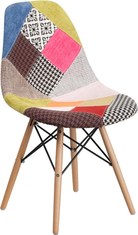 Flash Furniture Elon Series Milan Patchwork Fabric Chair with Wooden Legs - FH-130-DCV1-D-GG