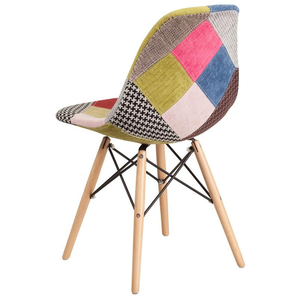 Flash Furniture Elon Series Milan Patchwork Fabric Chair with Wooden Legs - FH-130-DCV1-D-GG