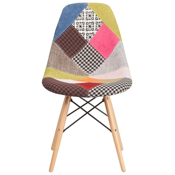 Flash Furniture Elon Series Milan Patchwork Fabric Chair with Wooden Legs - FH-130-DCV1-D-GG