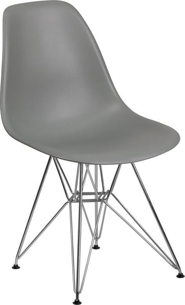 Flash Furniture Elon Series Moss Gray Plastic Chair with Chrome Base - FH-130-CPP1-GY-GG