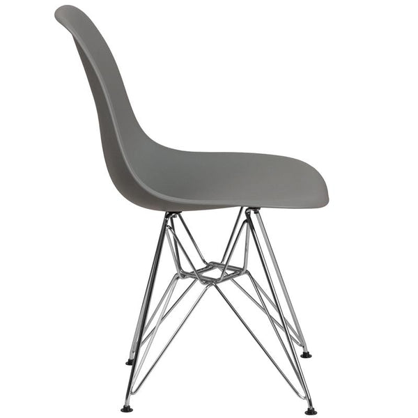 Flash Furniture Elon Series Moss Gray Plastic Chair with Chrome Base - FH-130-CPP1-GY-GG