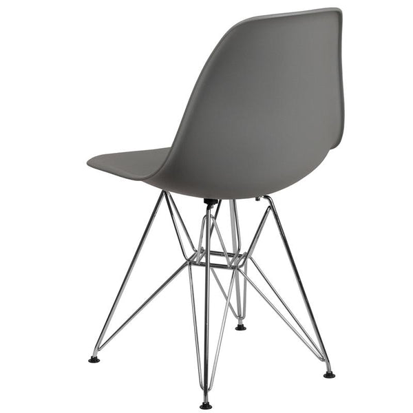 Flash Furniture Elon Series Moss Gray Plastic Chair with Chrome Base - FH-130-CPP1-GY-GG