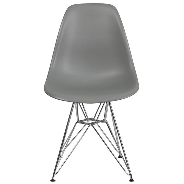 Flash Furniture Elon Series Moss Gray Plastic Chair with Chrome Base - FH-130-CPP1-GY-GG