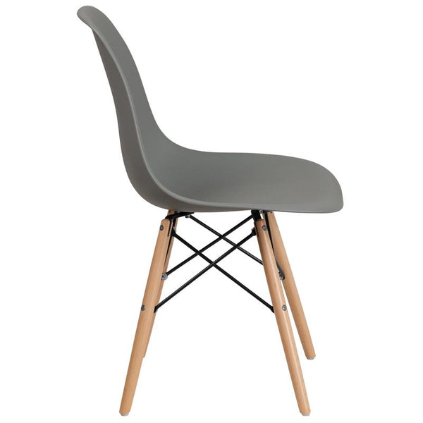 Flash Furniture Elon Series Moss Gray Plastic Chair with Wooden Legs - FH-130-DPP-GY-GG