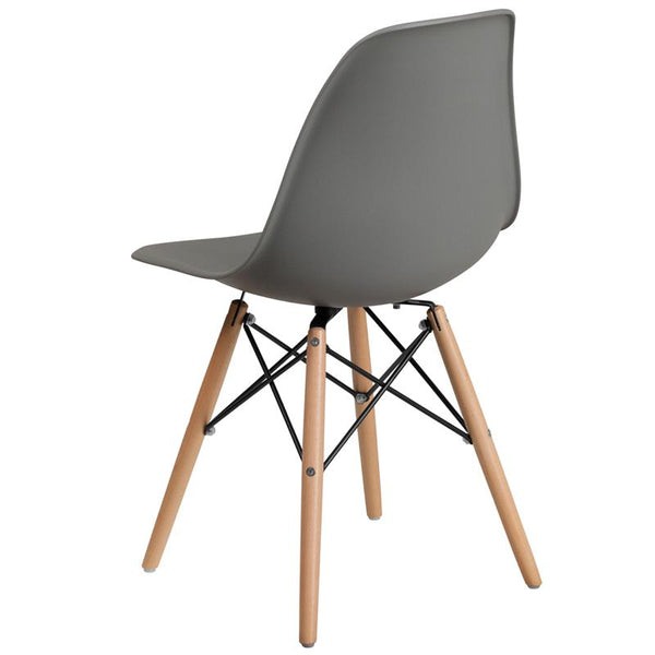 Flash Furniture Elon Series Moss Gray Plastic Chair with Wooden Legs - FH-130-DPP-GY-GG