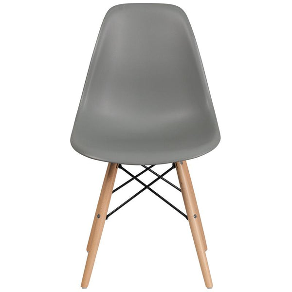 Flash Furniture Elon Series Moss Gray Plastic Chair with Wooden Legs - FH-130-DPP-GY-GG