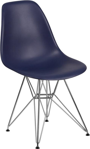 Flash Furniture Elon Series Navy Plastic Chair with Chrome Base - FH-130-CPP1-NY-GG