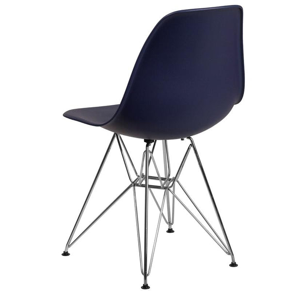 Flash Furniture Elon Series Navy Plastic Chair with Chrome Base - FH-130-CPP1-NY-GG