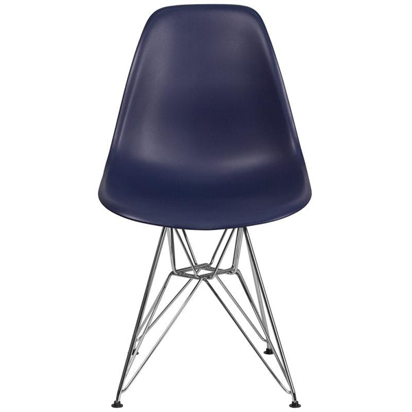 Flash Furniture Elon Series Navy Plastic Chair with Chrome Base - FH-130-CPP1-NY-GG