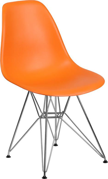 Flash Furniture Elon Series Orange Plastic Chair with Chrome Base - FH-130-CPP1-OR-GG