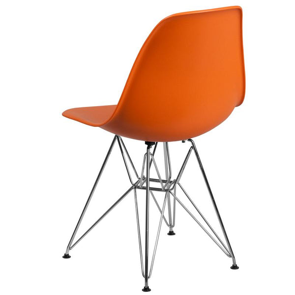 Flash Furniture Elon Series Orange Plastic Chair with Chrome Base - FH-130-CPP1-OR-GG