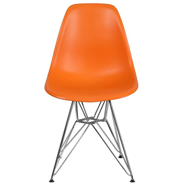 Flash Furniture Elon Series Orange Plastic Chair with Chrome Base - FH-130-CPP1-OR-GG