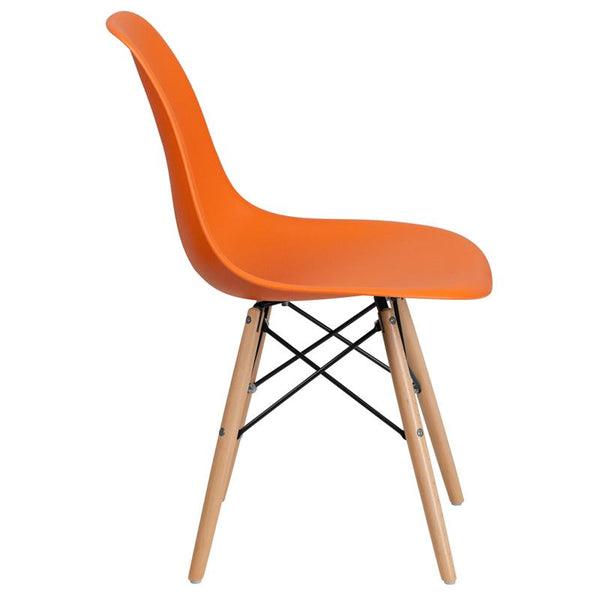 Flash Furniture Elon Series Orange Plastic Chair with Wooden Legs - FH-130-DPP-OR-GG