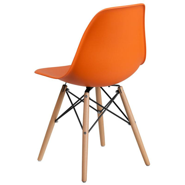 Flash Furniture Elon Series Orange Plastic Chair with Wooden Legs - FH-130-DPP-OR-GG