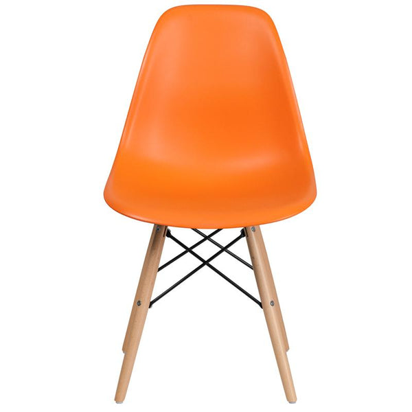 Flash Furniture Elon Series Orange Plastic Chair with Wooden Legs - FH-130-DPP-OR-GG