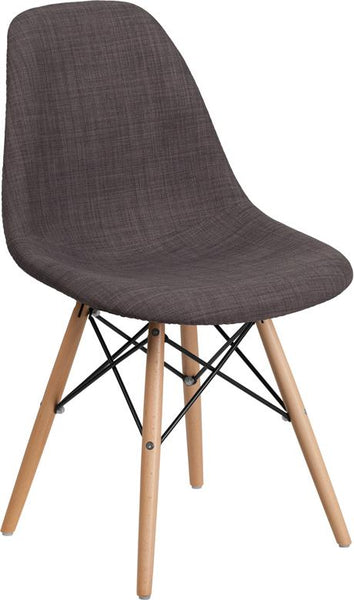 Flash Furniture Elon Series Siena Gray Fabric Chair with Wooden Legs - FH-130-DCV1-FC100-GG