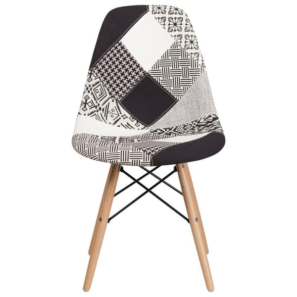 Flash Furniture Elon Series Turin Patchwork Fabric Chair with Wooden Legs - FH-130-DCV1-PK4-GG