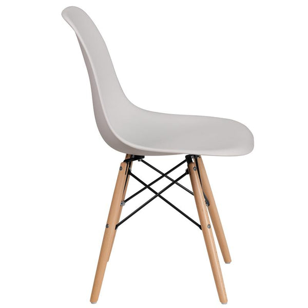 Flash Furniture Elon Series White Plastic Chair with Wooden Legs - FH-130-DPP-WH-GG