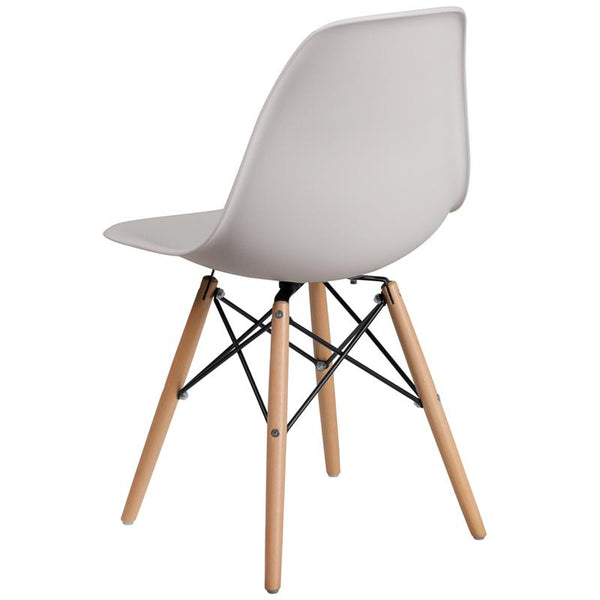 Flash Furniture Elon Series White Plastic Chair with Wooden Legs - FH-130-DPP-WH-GG