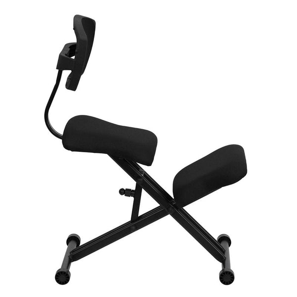 Flash Furniture Ergonomic Kneeling Chair with Back in Black Mesh and Fabric - WL-3440-GG