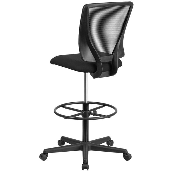 Flash Furniture Ergonomic Mid-Back Mesh Drafting Chair with Black Fabric Seat and Adjustable Foot Ring - GO-2100-GG