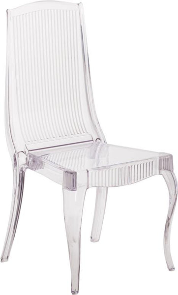 Flash Furniture Flash Elegance Crystal Ice Stacking Chair with Full Back Vertical Line Design - BH-K002-CRYSTAL-GG