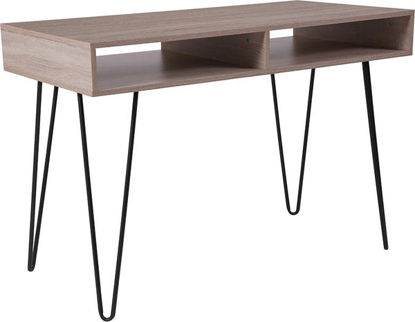 Flash Furniture Franklin Oak Wood Grain Finish Computer Table with Black Metal Legs - NAN-JH-1758-GG