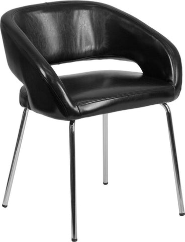 Flash Furniture Fusion Series Contemporary Black Leather Side Reception Chair - CH-162731-BK-GG