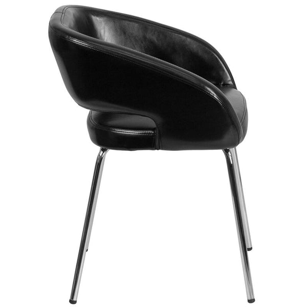 Flash Furniture Fusion Series Contemporary Black Leather Side Reception Chair - CH-162731-BK-GG