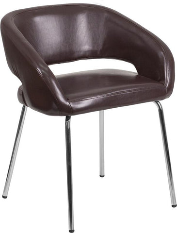 Flash Furniture Fusion Series Contemporary Brown Leather Side Reception Chair - CH-162731-BN-GG