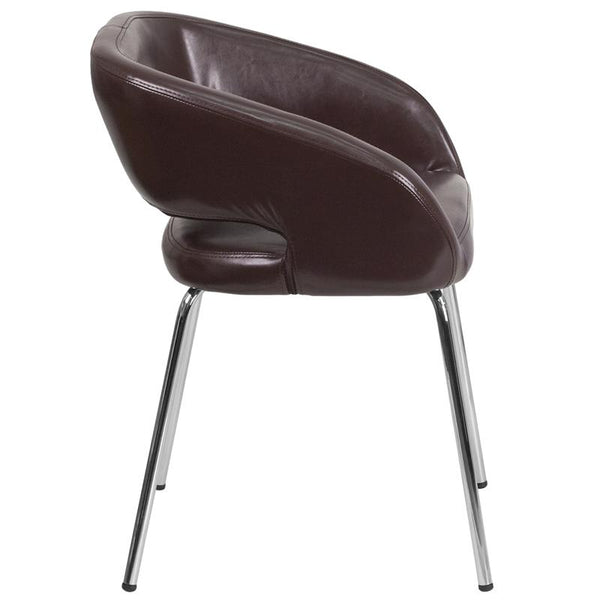 Flash Furniture Fusion Series Contemporary Brown Leather Side Reception Chair - CH-162731-BN-GG