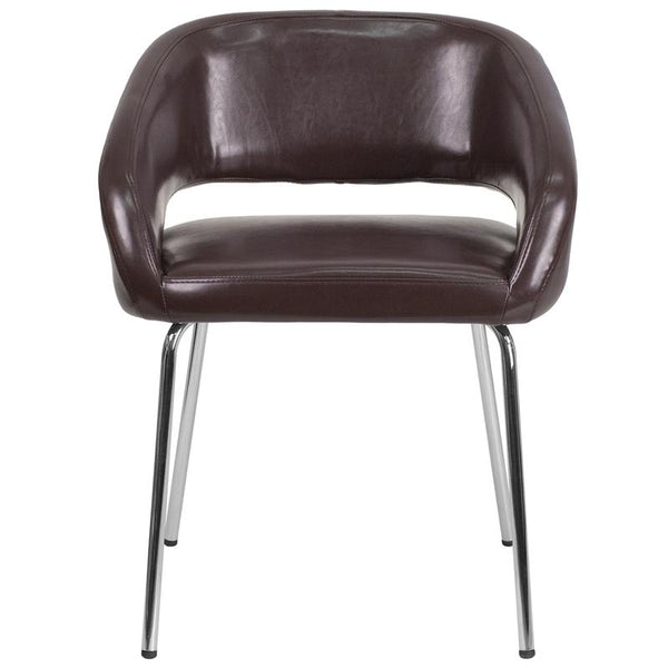 Flash Furniture Fusion Series Contemporary Brown Leather Side Reception Chair - CH-162731-BN-GG