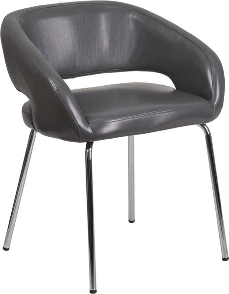 Flash Furniture Fusion Series Contemporary Gray Leather Side Reception Chair - CH-162731-GY-GG