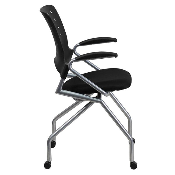 Flash Furniture Galaxy Mobile Nesting Chair with Arms and Black Fabric Seat - WL-A224V-A-GG