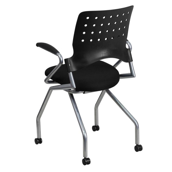 Flash Furniture Galaxy Mobile Nesting Chair with Arms and Black Fabric Seat - WL-A224V-A-GG