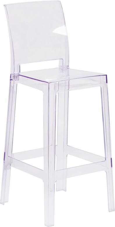 Flash Furniture Ghost Barstool with Square Back in Transparent Crystal - OW-SQUAREBACK-29-GG