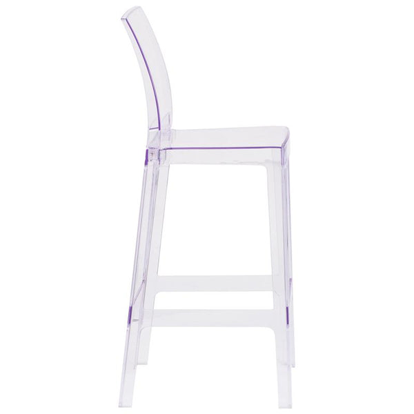 Flash Furniture Ghost Barstool with Square Back in Transparent Crystal - OW-SQUAREBACK-29-GG